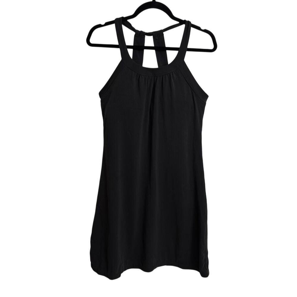 Prana Dress Womens Medium Black Cantine Halter Strappy Back Built-In Bra Active
